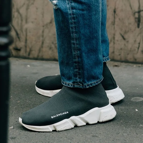 Balenciaga Men's Black and White Sock Sneakers - Picture 6 of 6